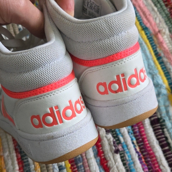 Adidas HIGHtop Basketball White and Pink Sneakers - Picture 3 of 5
